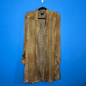 Vintage Escada Silk Overlay Women's Size 4 100% Silk Sheer Leopard Blouse Animal